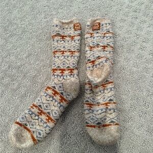 Cozy Patterned Socks - Beige and Blue